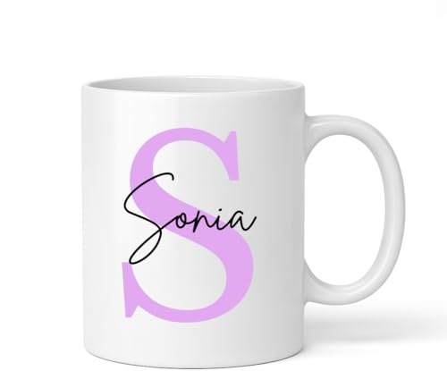 Genérico Tazas personalizadas con inicial y nombre colores. Tazas personalizadas originales. Tazas desayuno originales. Taza de cerámica. Regalos personalizados. Detalles originales. (Colores)