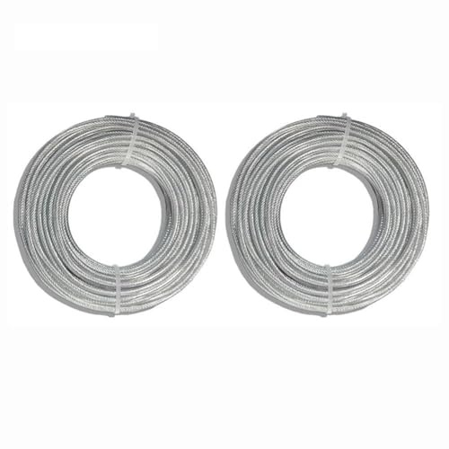 Lawnoval Línea de corte de césped de alambre de acero reforzado con núcleo, 24 mm, 27 mm, 33 mm, 35 mm x 15 m, paquete de 2 bobinas de repuesto para cortacésped y cortadores de cepillo de 27 mm