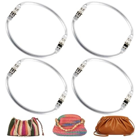 Gykutix 4 Piezas Cierre Bolsos Crochet Marco de Aluminio para Bolsos, Cierres de Bolso de Ganchillo Metal Cerradura para Bolso a Ganchillo Cierre de Beso Interior para Clutch (19cm)