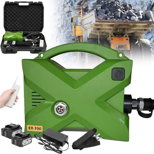 YXFAZPP Centralina per Pompa idraulica elettrica Portatile, Pompa idraulica elettrica a Doppio Effetto con Cinghia, 70Mpa 10152PSI 2 batterie (4Ah / 18V) + Telecomando + Cinghia