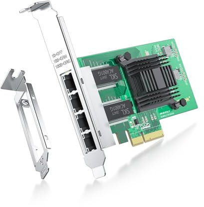 ipolex Tarjeta de Red Ethernet 1.25G, 4 Puertos RJ45 +, Nic de 10 GbE en comparación con Intel i350-T4, Compatible con Windows Server/Windows/Linux/Vista/VMware (no Compatible con Mac OS)