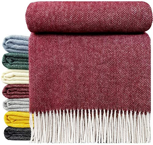 STTS International Coperta in 100% lana vergine, disponibile in diversi colori, copriletto in lana vergine Tirol (rosso, 140 x 200 cm)