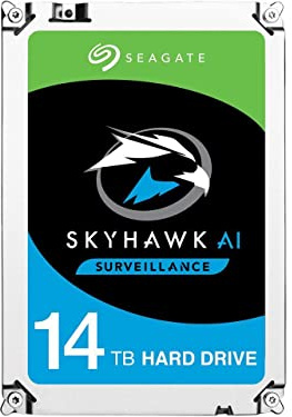 Seagate SkyHawk AI, interne Festplatte für Video mit bis zu 64 Kameras, 14 TB, 3.5 Zoll, 256 MB Cache, SATA 6 GB/S, silber, inkl. 3 Jahre Rescue Service, Modellnr.: ST14000VE0008