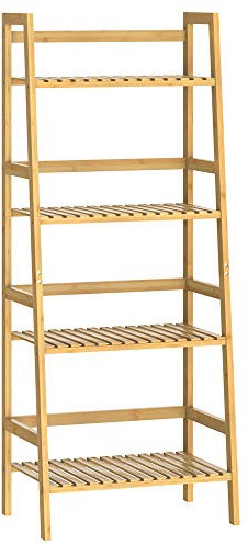 Casaria® Badregal Standregal Bambus 4 Böden 48x32x123cm Groß Stehend Offen 40 kg Belastbarkeit Holz Bad Badezimmer Küche Wohnzimmer Keller Regal Natur