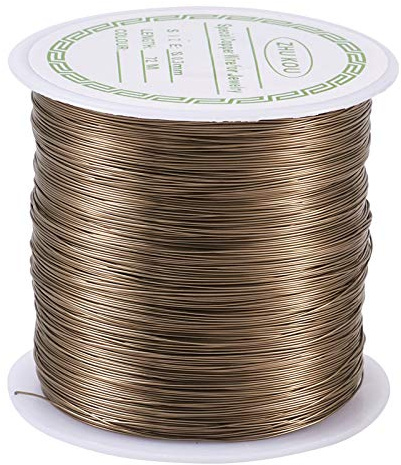 PandaHall 236 Feet Tarnish Resistant Bare Copper Wire 28 Gauge 0.3mm Jewelry Beading Wire for Crafts Beading Jewelry Making Supplies(Dark Khaki)