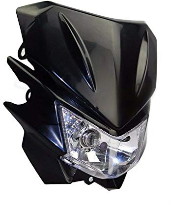 Phare avant de moto de moto tout-terrain 35W pour Honda Kawasaki Suzuki Yamaha KLX double Sport personnalisé (Noir)