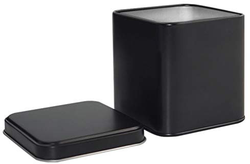 Square Black Metal Tins Empty Cube Steel Box Storage Container for Treats Favors Loose Tea Coffee and Crafts Coffee Sugar