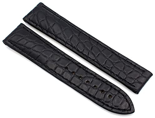 Sulla Uhrenarmband, echtes Alligatorleder, für Omega 20 mm schwarz