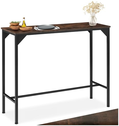 tectake® Industrial Bartisch schmal, Konsolentisch schmal 120 x 40 x 100,5 cm, Tisch, Stehtisch, Hochtisch für Kücheninsel, Kaffeebar, Küchentheke, Essgruppe - Industrial Dunkelbraun