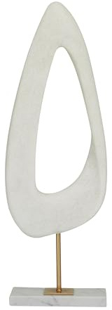 Deco 79 Polystone - Escultura Abstracta Recortada con Soporte de mármol, 7 x 3 x 20 Pulgadas, Color Blanco