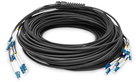 DIGITUS DK-2A338UE50BK-BBB, Cable De Fibra Óptica OS2, 150 m, LC (UPC) a LC (UPC), Cable Breakout De 8 Fibras, 1/10 Gbit/s, Cable De Fibra Óptica Monomodo SM, Fibra: G.657.A1 9/125 µ, Negro