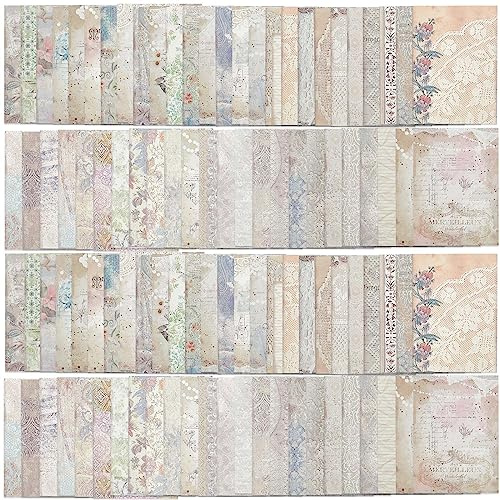 GORGECRAFT 100 Blatt 50 Stile Spitze Dekoratives Bastelpapier 14x10cm Vintage Blumen Muster Papier Scrapbook Papierblock Für DIY Origami Kartenherstellung Scrapbooking Fotorahmen Album Dekor