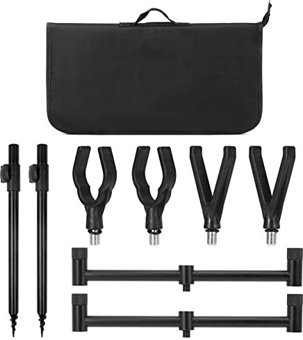 YIWENG 9 Stück Angelrute Rest Angelrute Halter Biss Alarm Bar Set mit Aufbewahrungstasche,Bite Alarm Rest