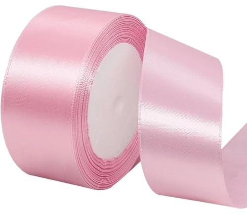 Presentband rosa 40 mm bred, 23 meter satinband rosa tyg band konsthantverk, kransar, bröllopsdekoration, jul, hårbågar, buketter, födelsedag och presentförpackning
