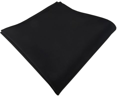 TigerTie - Pañuelo de bolsillo en negro mate, fino y discreto, monocolor, tamaño 30 x 30 cm, ideal para funerales como también para citas de negocios, ocasiones festivas y ocio, Negro