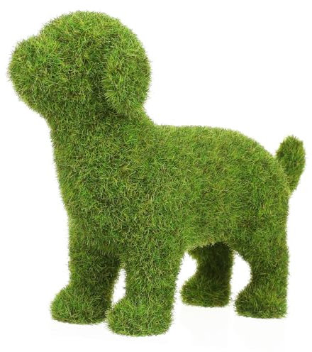 Simulated Puppy Ornaments Green Flocking Dog Figurine for Garden Decoration Outdoor Patio Lawn Decor