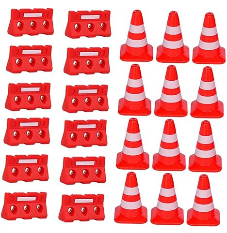 ibasenice 1ensemble Jouets Route pour Garçon Fille Cônes Rouges Barricades De Accessoires De Simulation pour Jeux Cognitifs Et Circulation