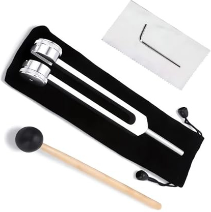 EUYKQNOI Horquilla de Afinación Diapasón Juego de Diapasón, Diapasón 128hz, Diapasón, Diapasón Musical con Martillo de Silicona y Herramienta de Reparación Ofrece Respuesta de Frecuencia Precisa