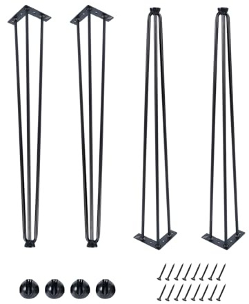 ManyiHome 28Inch Hairpin Table Legs Black Set of 4 Desk Legs，900lbs Load Capacity ， Rodsfor Coffee Table, Night Stand Desk Bench，Desk(28in)