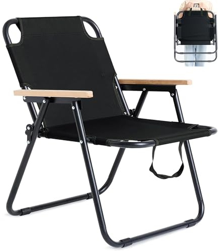 Campingstuhl Faltbar, Klappstuhl Camping, Camping Stuhl mit Armlehnen,150 KG Belastbarkeit Faltstuhl Angelstuhl Gartenstuhl campingstühle, für Camping Garten Balkon Strand