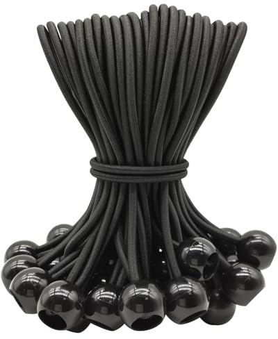 WMZOBH Spanngummis mit Kugel 15cm - 25 Stück Planenspanner mit Kugel, Spanngummi Kurz, Zelt Gummispanner mit Kugel, Planenbefestigung Zeltgummis Expanderschlinge für Plane (Schwarz)