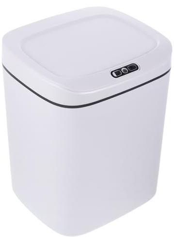 HEALLILY Smart Automatic Motion Sensor Rubbish Can Touchless Inductive Trash Bin for Kitchen Bathroom Bedroom Silent Operation Capacity White Design