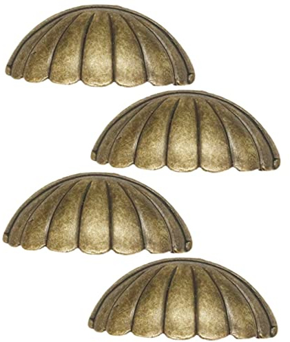 DIYEAH 4pièces Poignée Coquille Vieilli Alliage Bronze Poignées Tiroir Vintage Robustes Pour Commodes Armoires Et Bureaux Remplacement Et Design Rétro