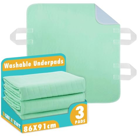 Inkontinenzunterlage waschbar 86x91 cm mit 4 stabilen Griffen, 3er-Set