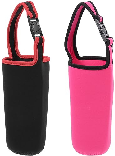 ULTECHNOVO 2piezas Fundas Para Botellas De Neopreno Con Correa Portabotellas Compacto y Ligero Para Deporte y Uso Diario Protector Resistente Para Botellas De Agua y Termo Colores Negro