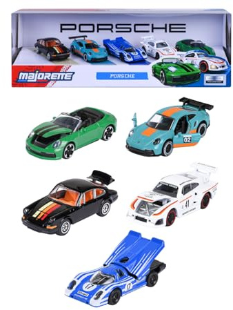 Majorette – Porsche 5 Pieces Giftpack – Set Auto Sportive in Metallo Die-Cast, 5 Modellini da Collezione con Licenza Ufficiale, 8502105002S06, Giocattolo per Bambini dai 3 Anni in su