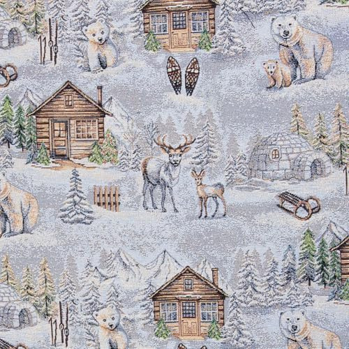 Swafing Sven – Gobelin mit Lurex in traditionellem Winterflair 0,5m - Dekostoffe Weihnachtsstoffe Tischdecken Meterware