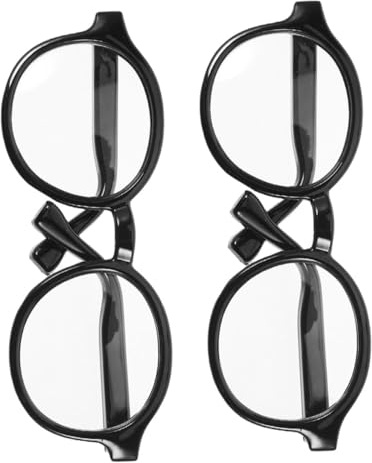 HEMOTON 2 Piezas Mini Gafas para Muñecas Accesorios de Disfraces de Seguro con Negra y Lentes Transparentes para Cambio Rápido de Atuendo y Infantiles