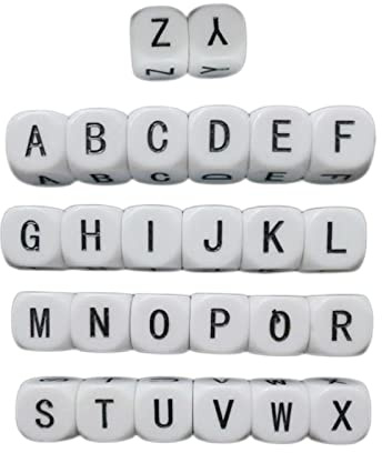 26 Dés Lettre Acrylique Gravée Jeu de Dés Standard pour Aide Pédagogique Jeux de Puzzle Jouet d'apprentissage