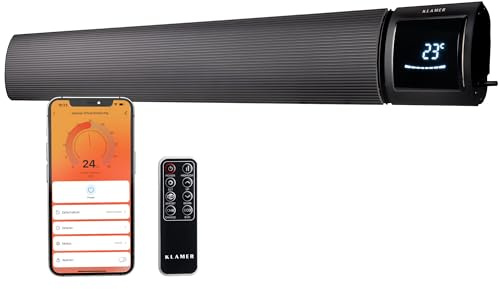 KLAMER Infrarotheizung 2600 W – WLAN Heizstrahler mit App- & Timer, Decken- & Wandmontage, Fenster-offen-Erkennung, Überhitzungsschutz, leise Strahlungswärme für Terrasse, Wintergarten & Innenräume