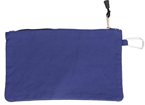 Sac à outils à fermeture éclair pochette de rangement portable en toile imperméable polyvalente avec mousqueton pour outils accessoires de voyage artistes de la construction (Bleu de Prusse)