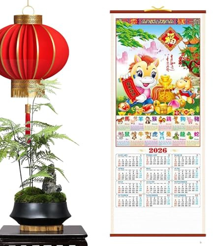 Kalender 2026, Månatlig planerare på hängande papper | Månkalender för hästens år 2026 | Heminredning Skola Sovrum Restaurang