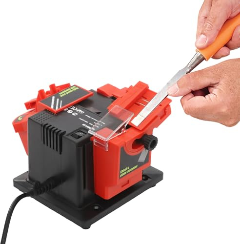 Station d'affûtage universelle 96 W 1350 tr/min - Ponceuse à outils multifonction réglable de 15 à 50 ° - Affûteuse électrique pour ciseaux, burins et forets