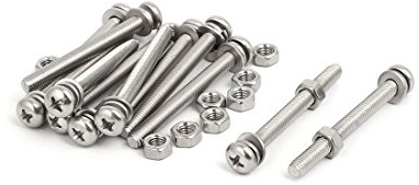 Sourcingmap M5 x 50 mm 304 Edelstahl Phillips Pan Head Bolt Schraube Mutter w Unterlegscheibe 12 Sets