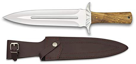 Cuchillo Caza Mango Olivo para Caza, Pesca, Camping, Outdoor, Supervivencia y Bushcraft Albainox 32361 + Portabotellas de regalo
