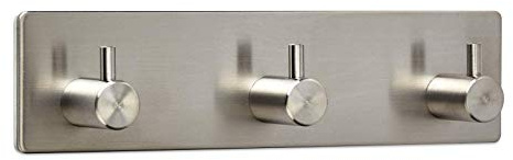 SOTECH Crochet Mural PANDORA Triple (180 x 45 x 29 mm) Acier Inox Autoadhésif 3M pour Cuisine et Bain Crochets de Mur Barre
