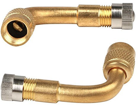 Senmubery 2 pcs Ventilverlaengerung Ventil verlaengerung Reifen 90 Grad gebogen Metall Winkel Fuer Fahrrad Motorrad Scooter