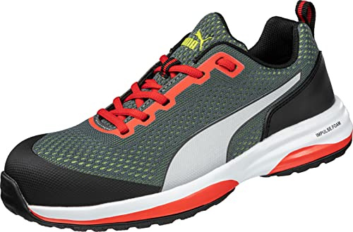 PUMA Safety Speed Green Low arbetssko säkerhetssko S1P ESD HRO SRC glasfiber keps genomträngningsskydd halkfri värmebeständig vegan unisex, - GRÖN - 46 EU