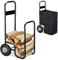 Relaxdays Carro para Leña con Ruedas, Carretilla Leños, Leñero con Funda Protectora, Acero, 60kg, para Almacenaje, Negro
