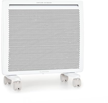 KLARSTEIN Hot Spot Slimcurve Double radiateur 2 en 1 - convection et infrarouge, protection anti surchauffe, minuterie hebdomadaire, pose murale ou sur pied, 2 pieds à roulettes, tôle, 1000 W, blanc