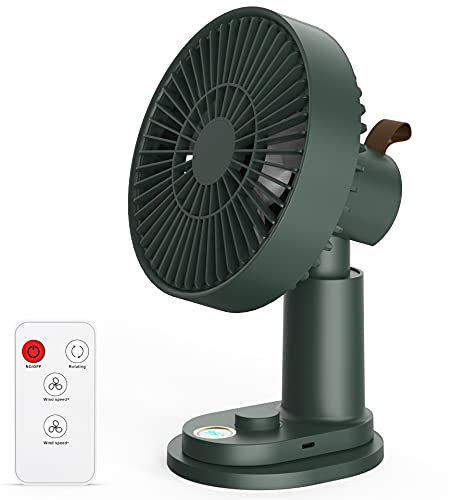 Clip on Fan Small Desk Fan Oscillating with Remote 6 Inch 4000mAh USB Rechargeable Quiet Battery Powered Personal Fan Stepless Speeds Control Ideal for Baby Stroller Office Home Outdoor(Green)
