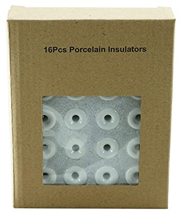 Pack Aisladores de Porcelana Blanca para Cables Trenzados 16u para Cable textil Instalación Eléctrica Vintage,Diámetro:20 mm