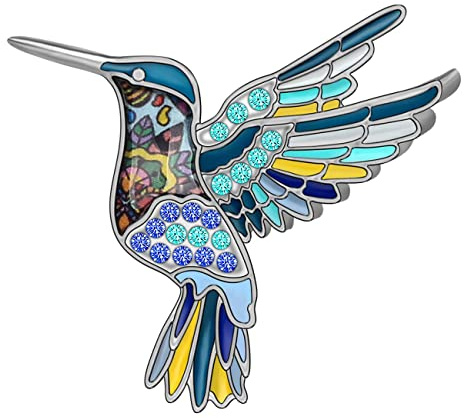NEWEI Antik Gold Kolibri Brosche Pins Strass Vogel Brosche Schmuck für Frauen Mädchen