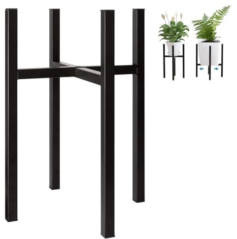 TSKDKIT 38cm Pflanzenständer Metall Schwarz Verstellbare Breite 25-40 cm Groß Blumentopfständer Pflanzenständer Metall Blumenständer für Innen Outdoor, Balkon, Garten