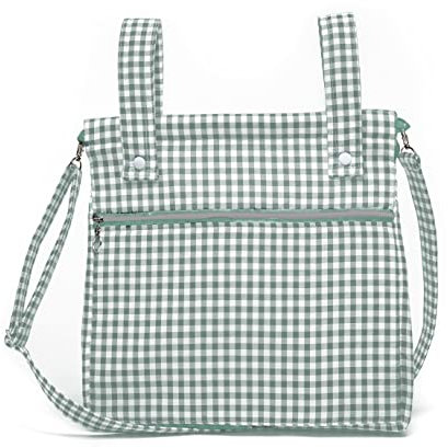 Baumwolle Geruit Einkaufstasche für Kinderwagen - Kinderwagentasche - Kinderwagen Organizer Tasche Brotkasten - Mint - Nenel