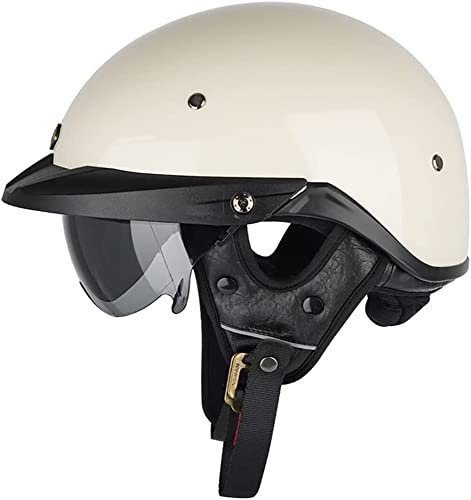 Halbhelme Motorradhelm, Halbschalenhelm Mit ECE Genehmigt Brain-Cap Halbschale Roller-Helm mit Visier Scooter-Helm Chopper Helm Moped Helm Retro für Erwachsene Herren Damen (Color : 3, Size : 65~66C